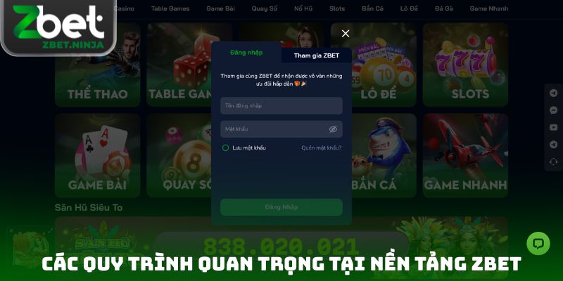 Các quy trình quan trọng tại nền tảng ZBET