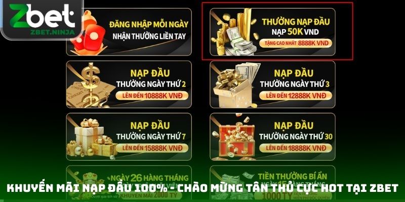 Khuyến Mãi Nạp Đầu 100% - Chào Mừng Tân Thủ Cực Hot Tại Zbet